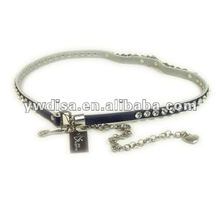 Rhinestone And Chain Genuine Leather Belt